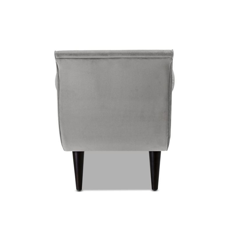 Maklaine Contemporary Tufted Flared Arm Entryway Bench in Opal Grey