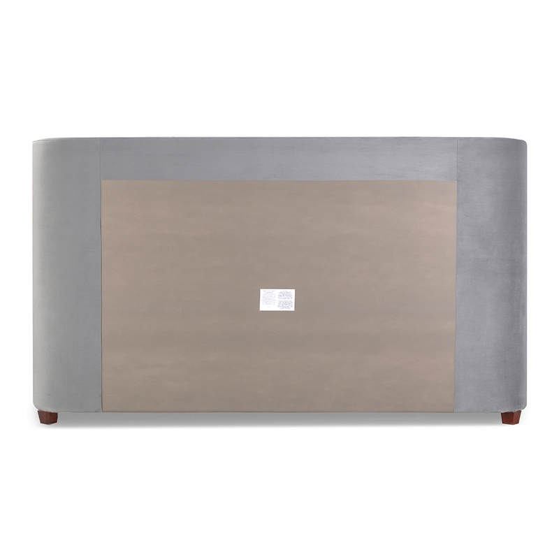 Maklaine Mid-Century King Tufted Hardwood Bed in Opal Grey
