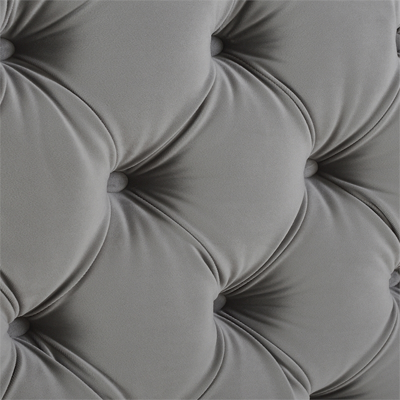 Maklaine Mid-Century King Tufted Hardwood Bed in Opal Grey