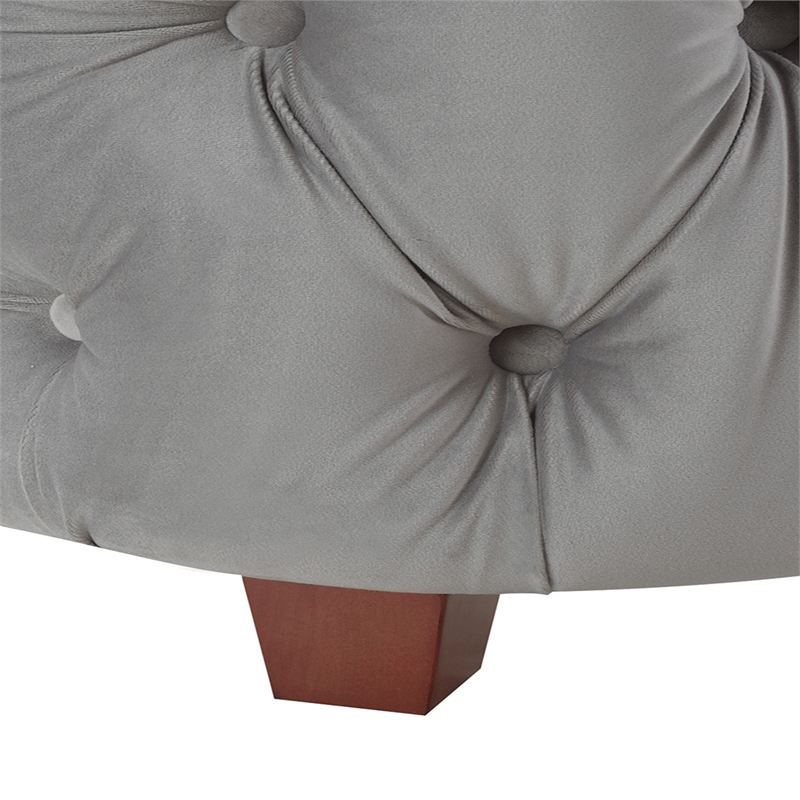 Maklaine Mid-Century King Tufted Hardwood Bed in Opal Grey