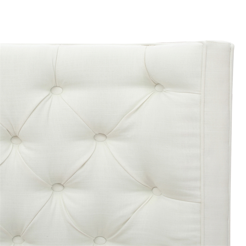 Maklaine Modern Hardwood Queen Tufted Bed in Antique White