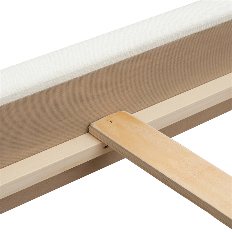 Maklaine Modern Hardwood Queen Tufted Bed in Antique White