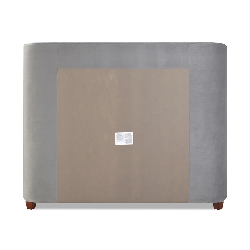 Maklaine Modern Hardwood Queen Tufted Velvet Bed in Opal Grey