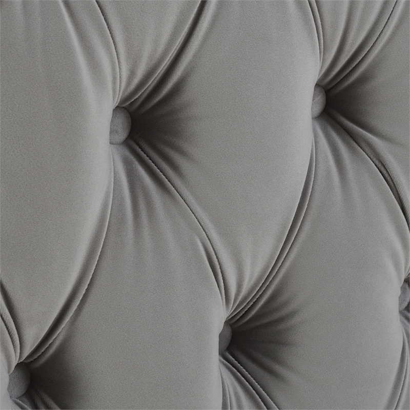 Maklaine Modern Hardwood Queen Tufted Velvet Bed in Opal Grey