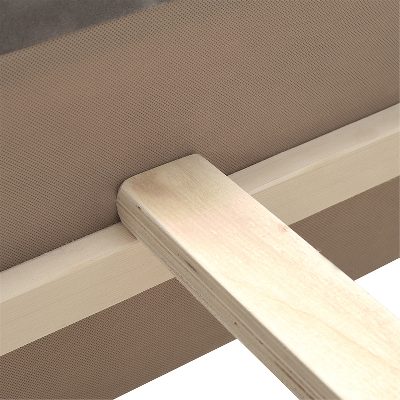 Maklaine Modern Hardwood Queen Tufted Velvet Bed in Opal Grey