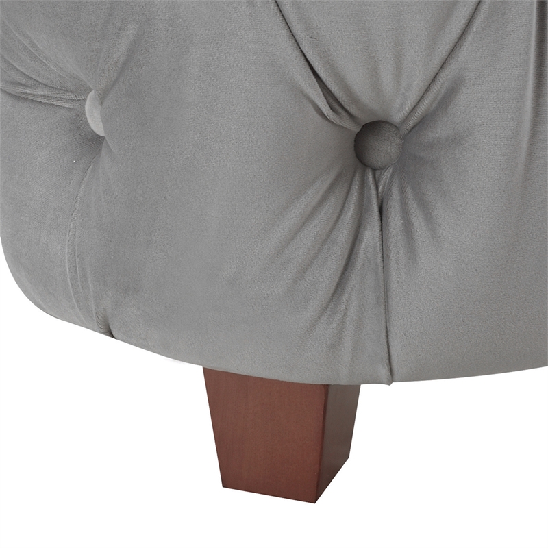 Maklaine Modern Hardwood Queen Tufted Velvet Bed in Opal Grey