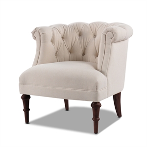 Maklaine Mid-Century Hardwood Tufted Accent Chair in Sky Neutral