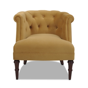Maklaine Mid-Century Hardwood Tufted Accent Chair in Gold