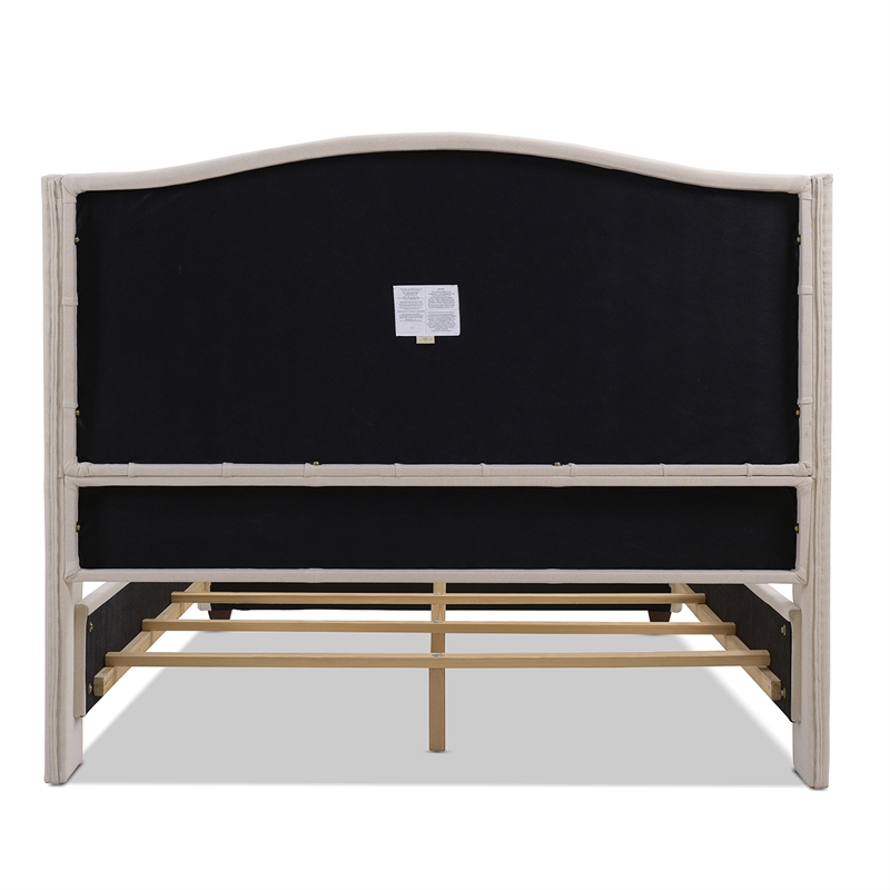 Maklaine Modern Hardwood Tufted Wingback Queen Bed in Sky Neutral