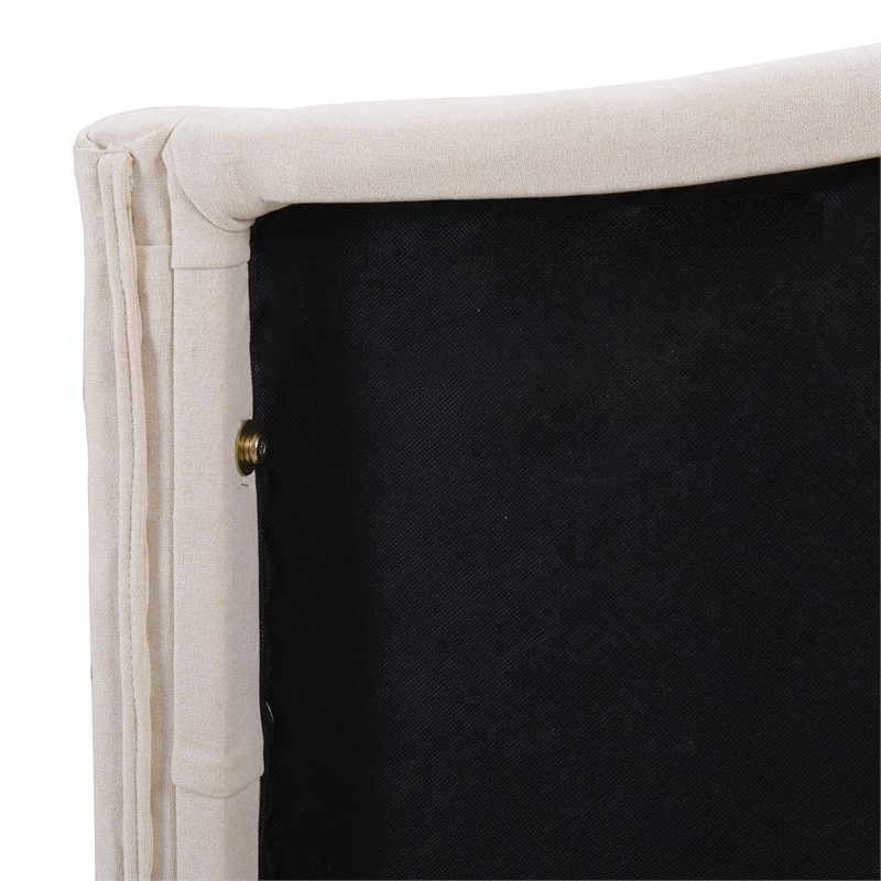 Maklaine Modern Hardwood Tufted Wingback Queen Bed in Sky Neutral