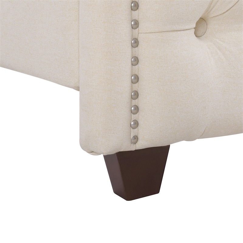 Maklaine Modern Hardwood Tufted Wingback Queen Bed in Sky Neutral