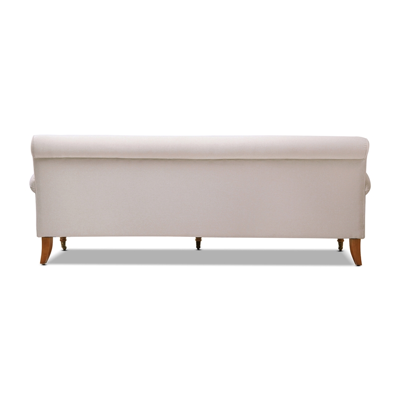 Maklaine Contemporary Hardwood Sofa with Metal Casters in Sky Neutral
