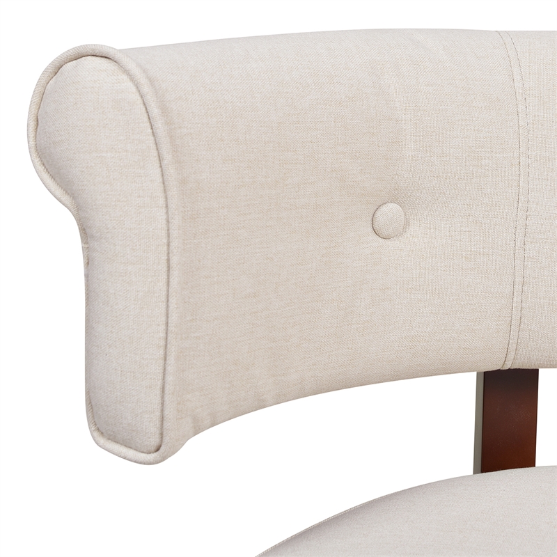 Maklaine Modern Roll Arm Tufted Polyester Fabric Bench in Cream