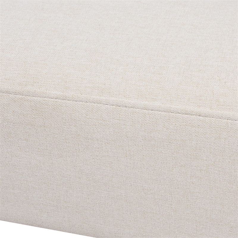 Maklaine Modern Roll Arm Tufted Polyester Fabric Bench in Cream
