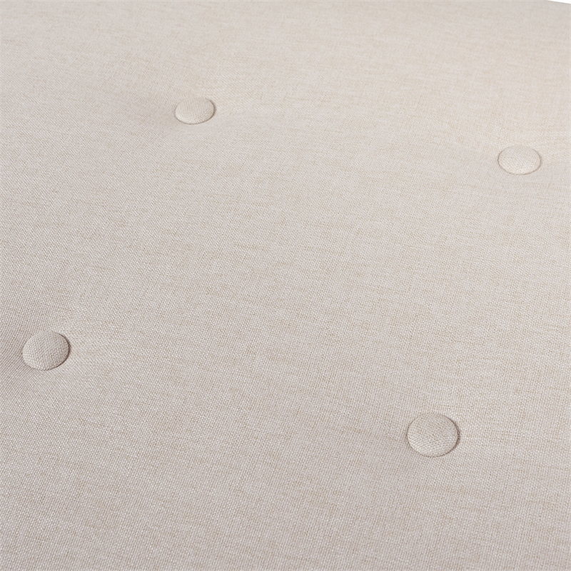 Maklaine Modern Roll Arm Tufted Polyester Fabric Bench in Cream