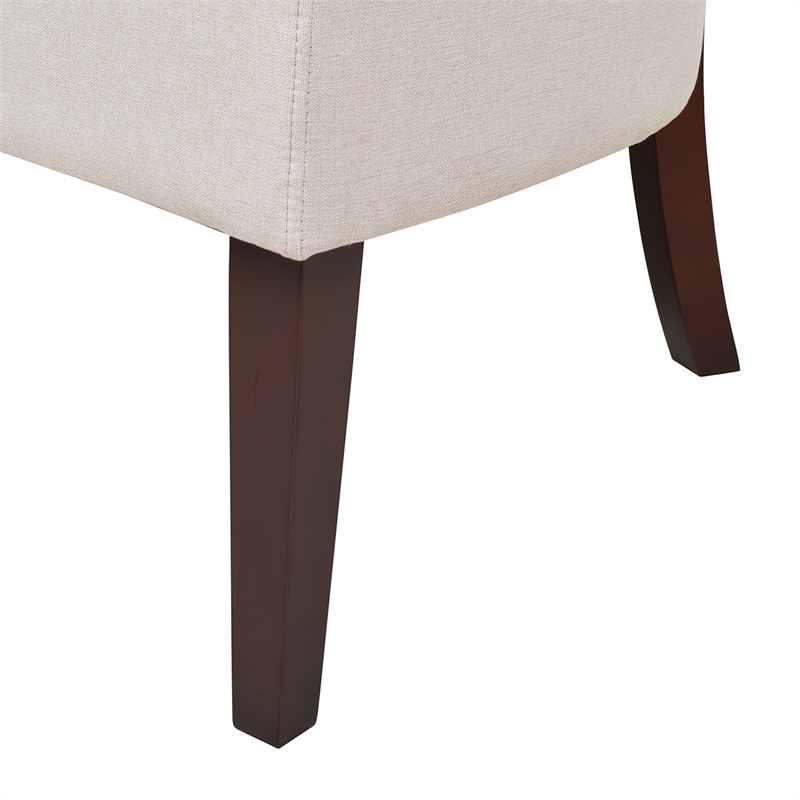 Maklaine Modern Roll Arm Tufted Polyester Fabric Bench in Cream