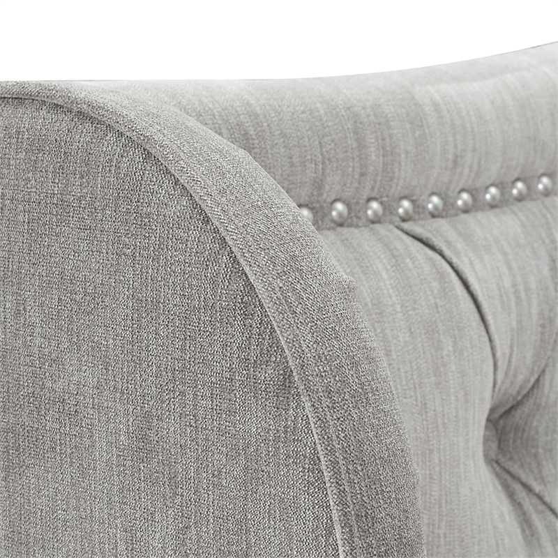 Maklaine Modern Hardwood Tufted Wingback King Bed in Silver Grey