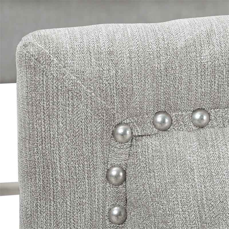 Maklaine Modern Hardwood Tufted Wingback King Bed in Silver Grey