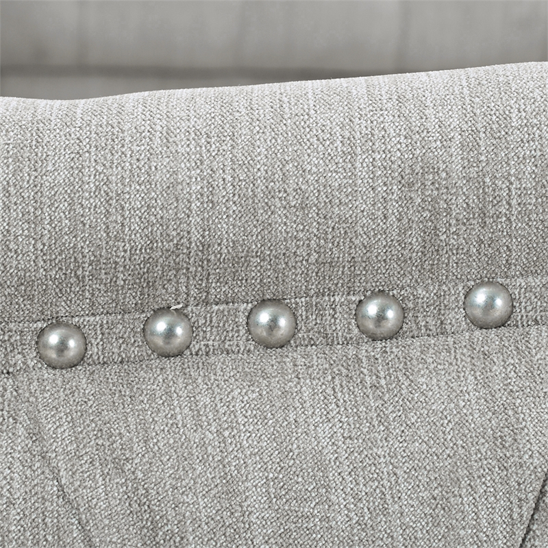Maklaine Modern Hardwood Tufted Wingback King Bed in Silver Grey
