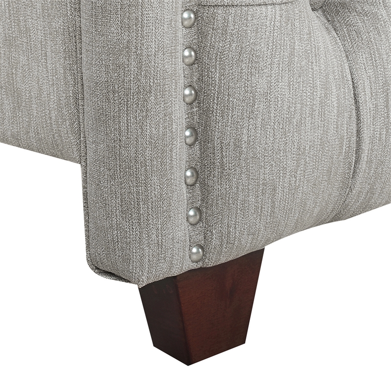 Maklaine Modern Hardwood Tufted Wingback King Bed in Silver Grey