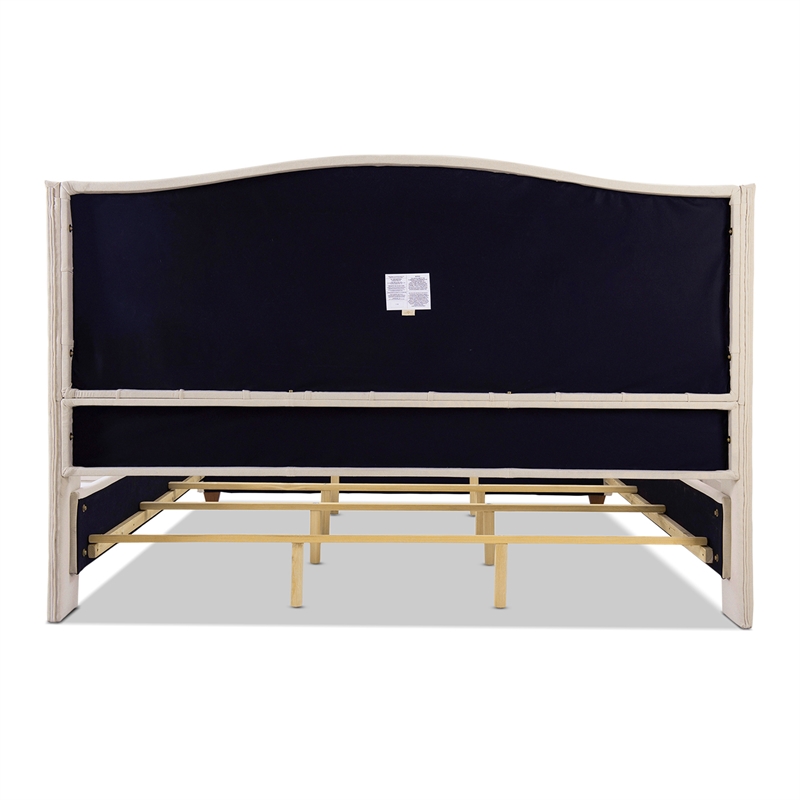 Maklaine Modern Hardwood Tufted Wingback King Bed in Sky Neutral
