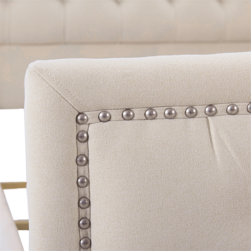 Maklaine Modern Hardwood Tufted Wingback King Bed in Sky Neutral