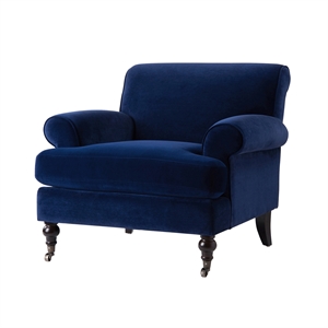 Maklaine Contemporary Hardwood Accent Arm Chair in Navy Blue