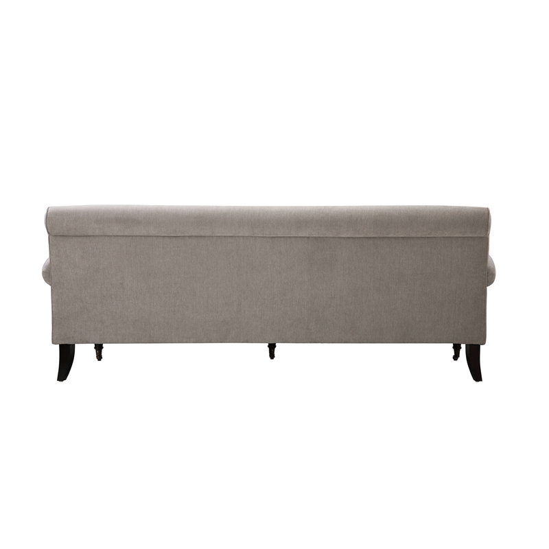 Maklaine Contemporary Hardwood Sofa with Metal Casters in Silver Grey
