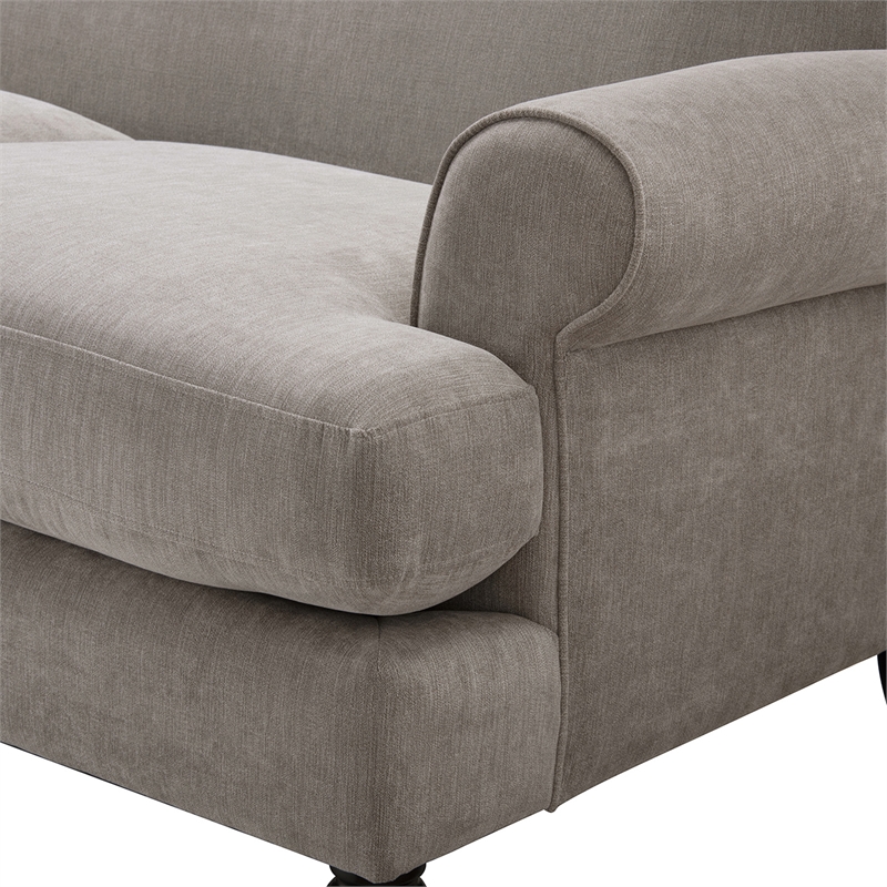 Maklaine Contemporary Hardwood Sofa with Metal Casters in Silver Grey