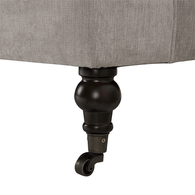 Maklaine Contemporary Hardwood Sofa with Metal Casters in Silver Grey