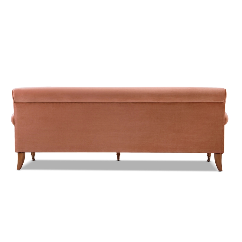 Maklaine Contemporary Hardwood Sofa with Metal Casters in Peach Orange