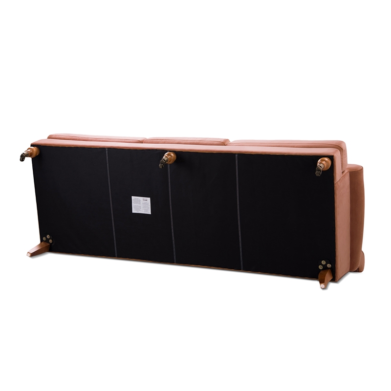 Maklaine Contemporary Hardwood Sofa with Metal Casters in Peach Orange