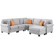Maklaine Transitional Polyester Fabric U-Shaped Sectional Sofa in Light Gray