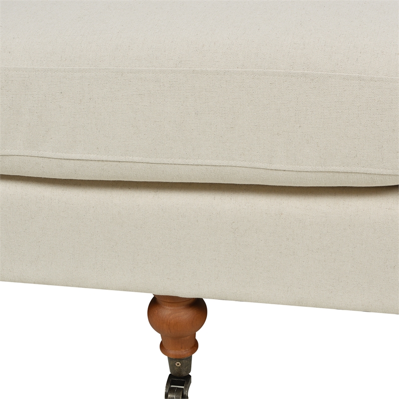 Maklaine Modern Recessed Arm Sofa Metal Casters in Light Beige