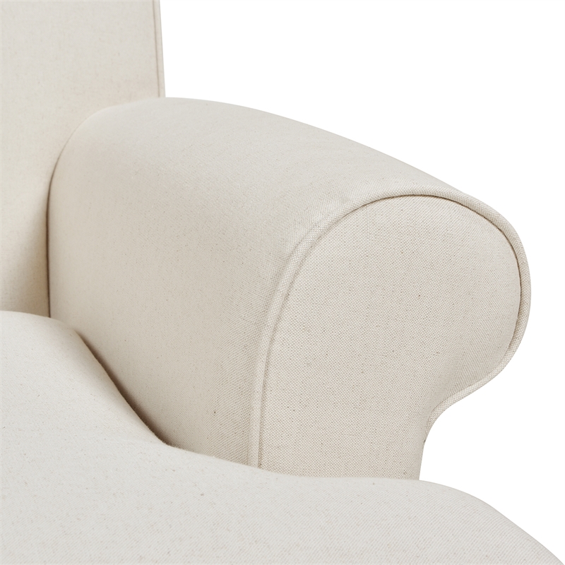 Maklaine Modern Recessed Arm Sofa Metal Casters in Light Beige