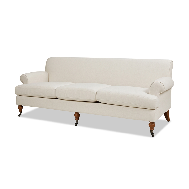 Maklaine Modern Recessed Arm Sofa Metal Casters in Light Beige