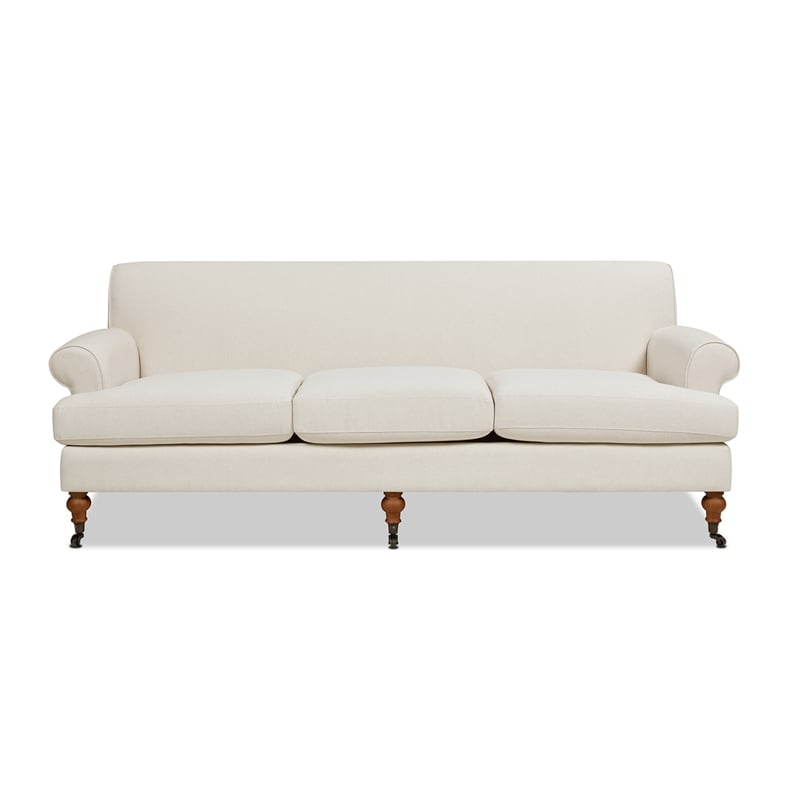 Maklaine Modern Recessed Arm Sofa Metal Casters in Light Beige