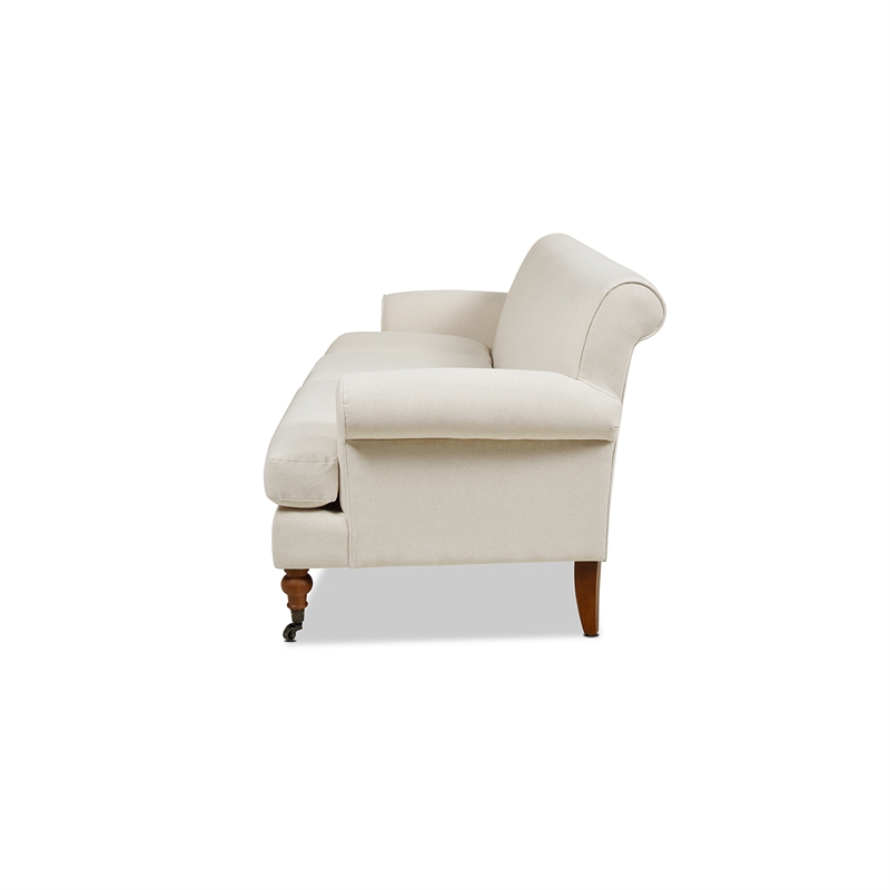 Maklaine Modern Recessed Arm Sofa Metal Casters in Light Beige