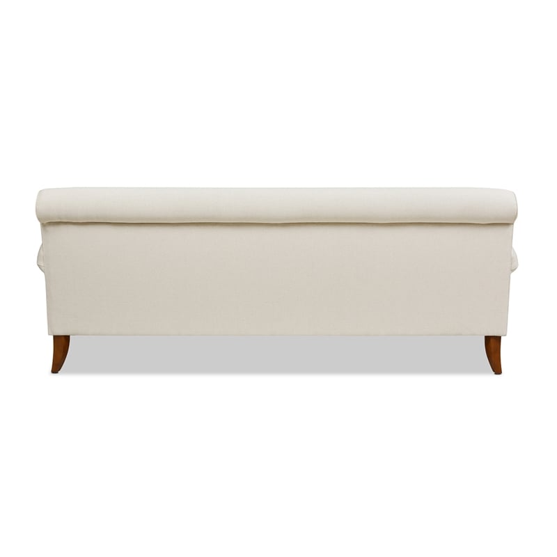 Maklaine Modern Recessed Arm Sofa Metal Casters in Light Beige