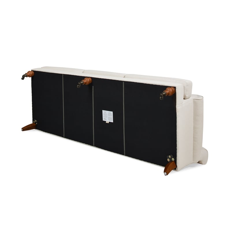 Maklaine Modern Recessed Arm Sofa Metal Casters in Light Beige