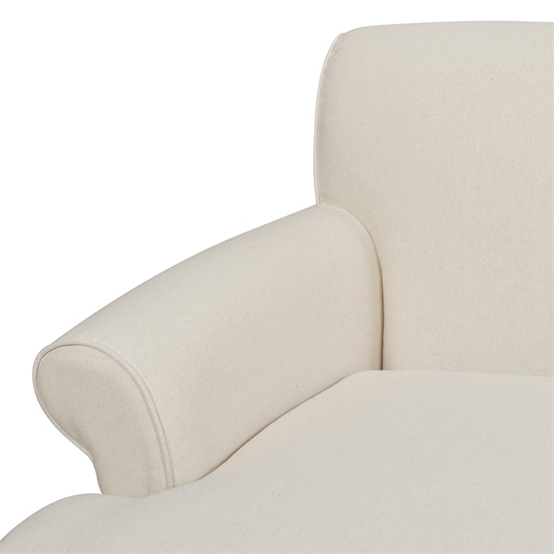 Maklaine Modern Recessed Arm Sofa Metal Casters in Light Beige