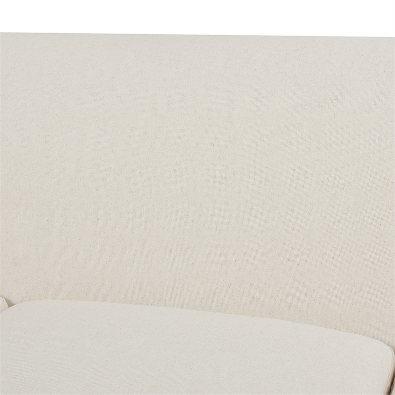 Maklaine Modern Recessed Arm Sofa Metal Casters in Light Beige
