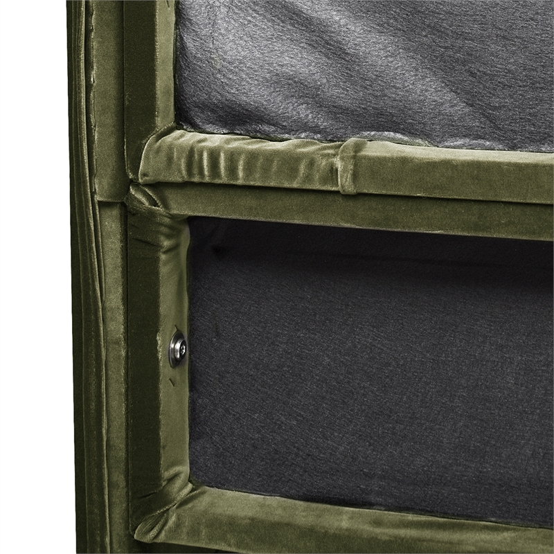 Maklaine Contemporary Tufted Wingback Queen Bed in Olive Green