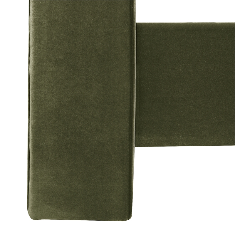 Maklaine Contemporary Tufted Wingback Queen Bed in Olive Green