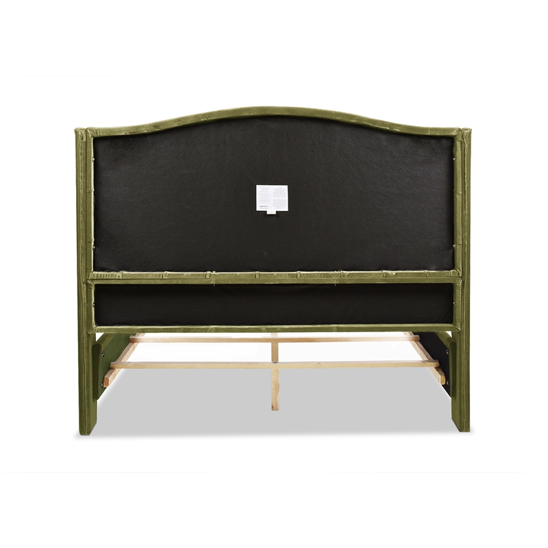 Maklaine Contemporary Tufted Wingback Queen Bed in Olive Green