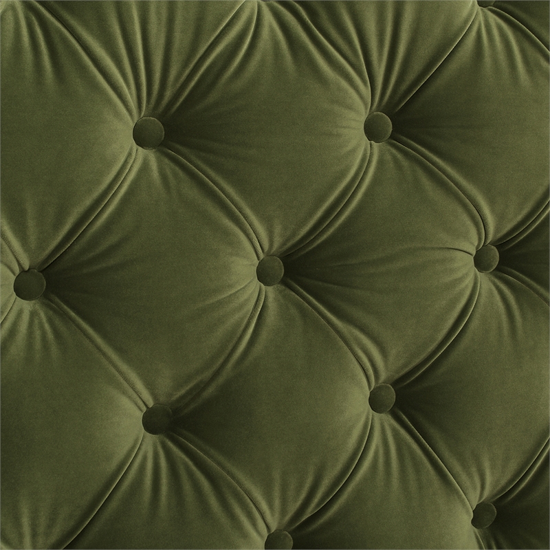 Maklaine Contemporary Tufted Wingback Queen Bed in Olive Green