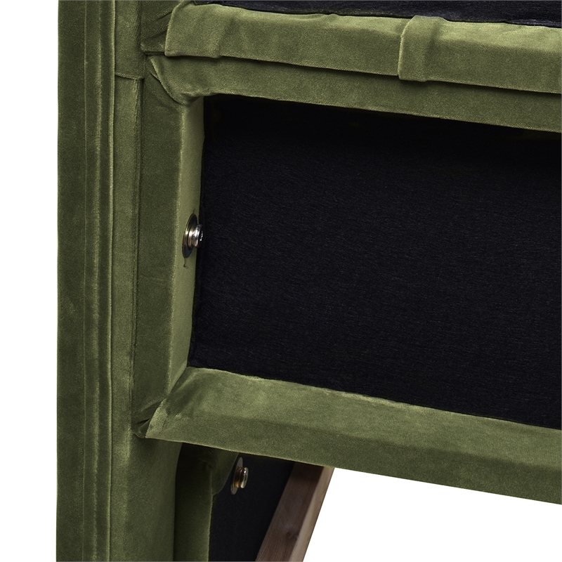 Maklaine Modern Upholstered Shelter Headboard Bed King in Olive Green