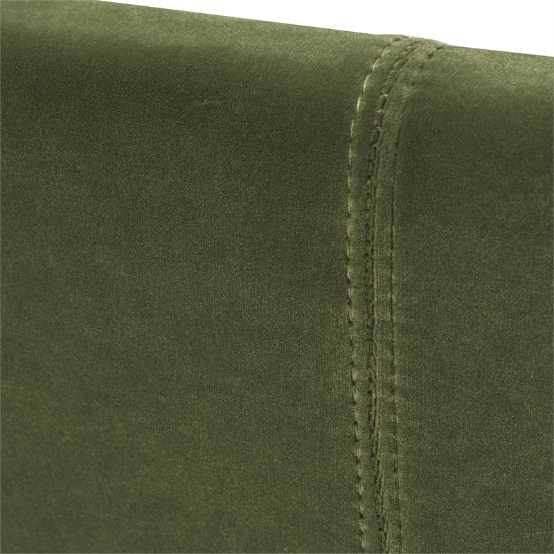 Maklaine Modern Upholstered Shelter Headboard Bed King in Olive Green