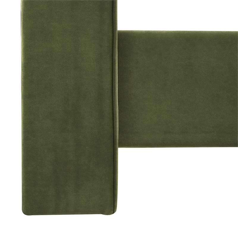 Maklaine Modern Upholstered Shelter Headboard Bed King in Olive Green