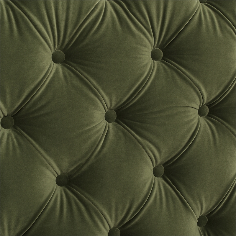 Maklaine Modern Upholstered Shelter Headboard Bed King in Olive Green